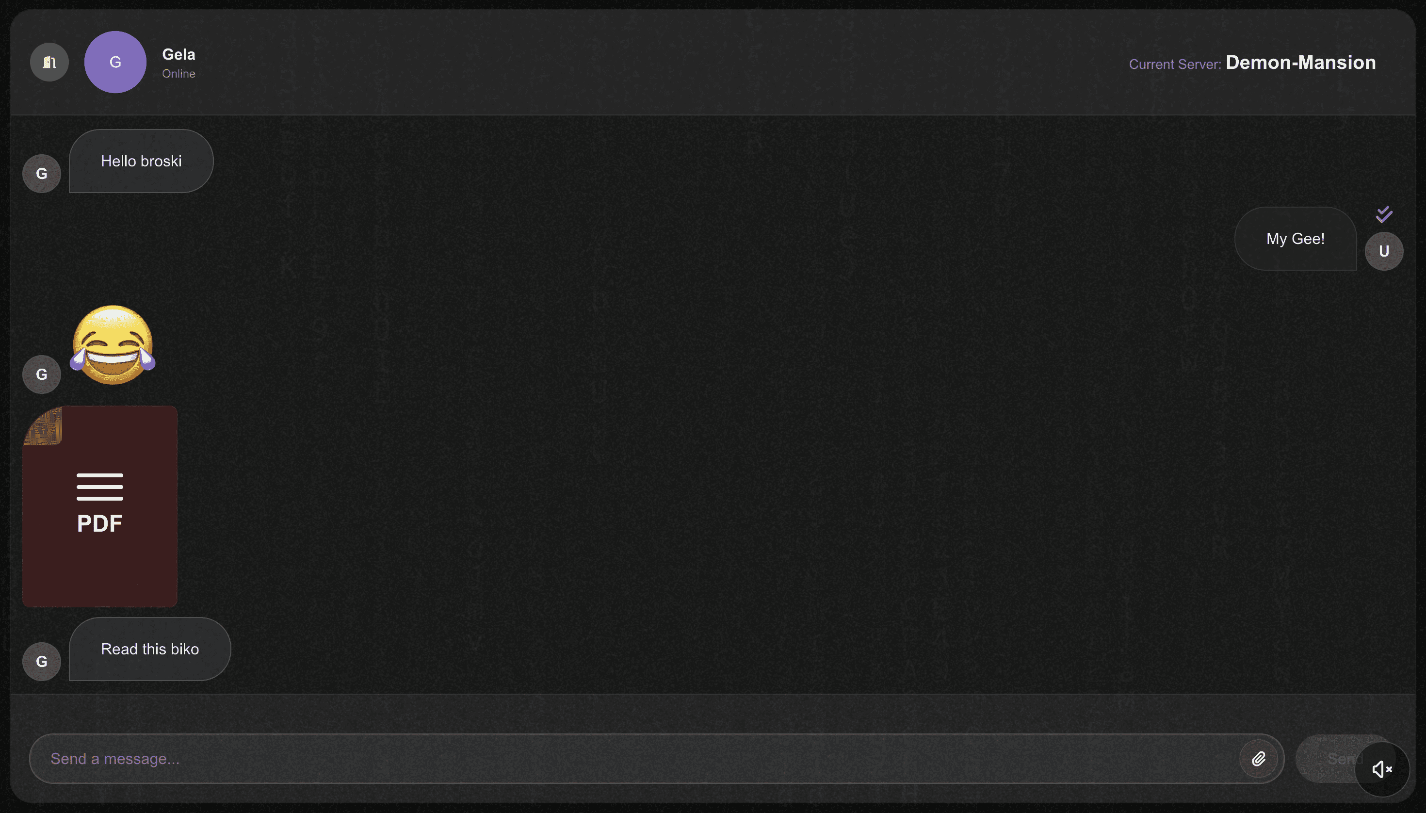 Invited User chat view